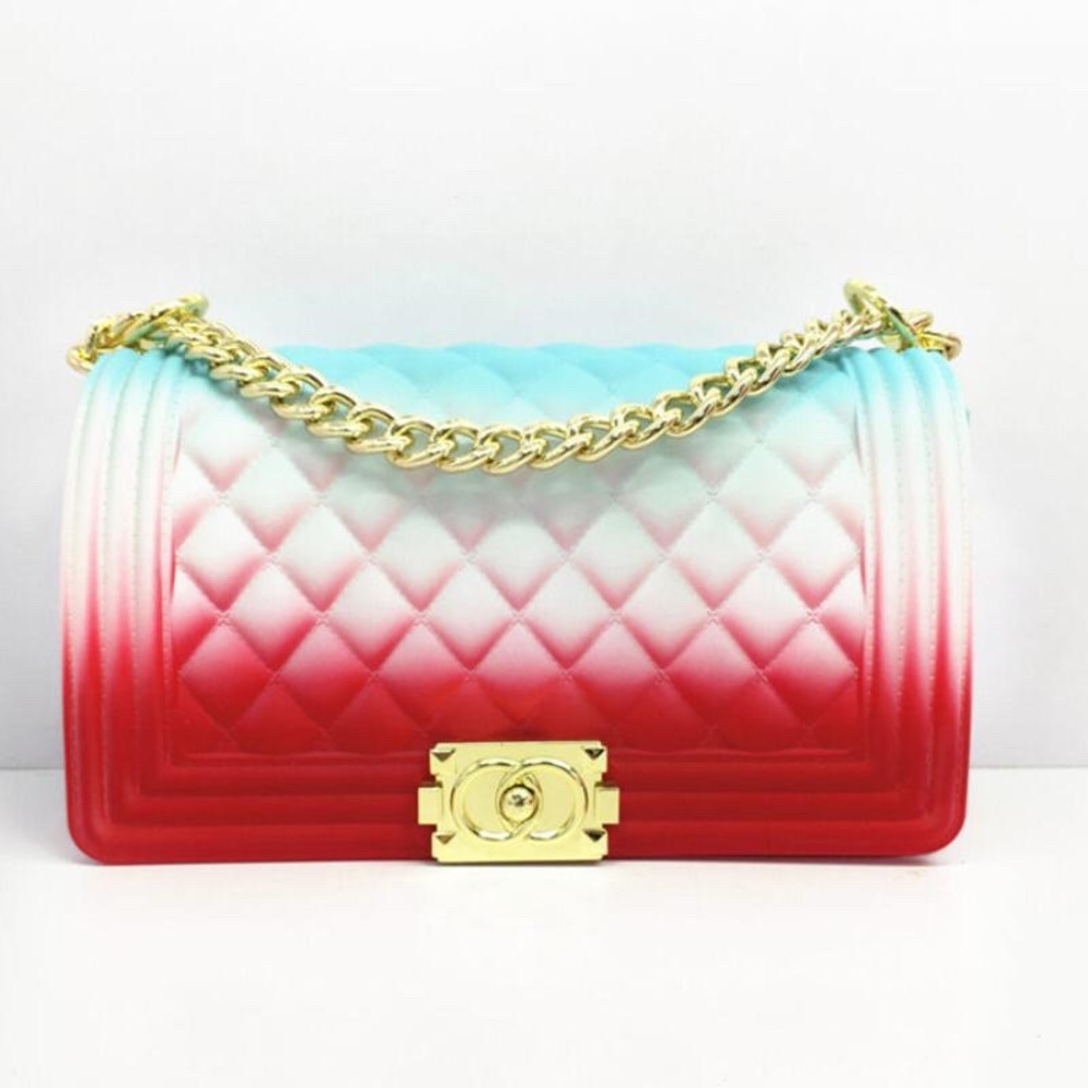 Fashion Shoulder Bag Rhombus Handbag Multi-colored